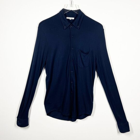 Cotton Citizen Mens Size Small Blue Presley Button Down Slub Cotton Jersey Shirt - Picture 10 of 10